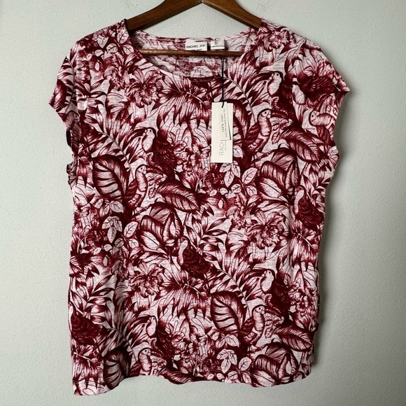 NWT Rachel Zoe 100% Linen Novelty Print Artsy Blouse Size L - Picture 1 of 6